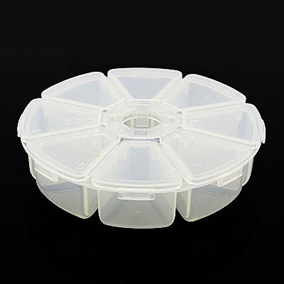 Round storage box with 8 separate compartments