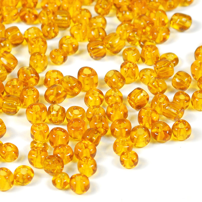Seed Beads, 4mm, transparent amber, 30g