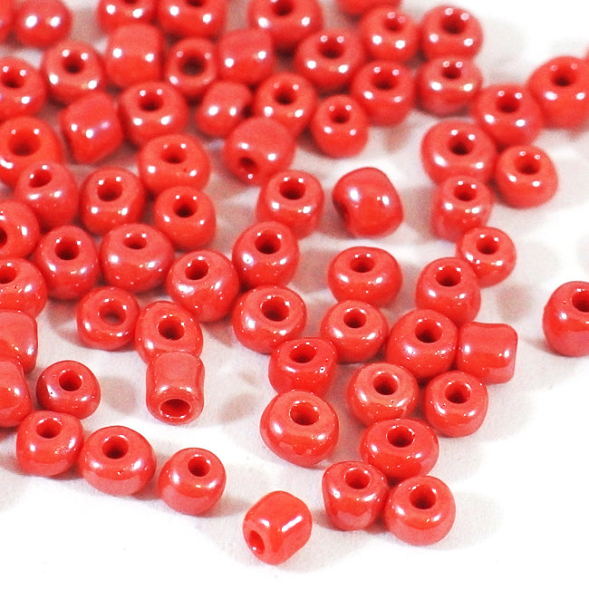 Seed Beads, 4mm, lustered röd, 30g