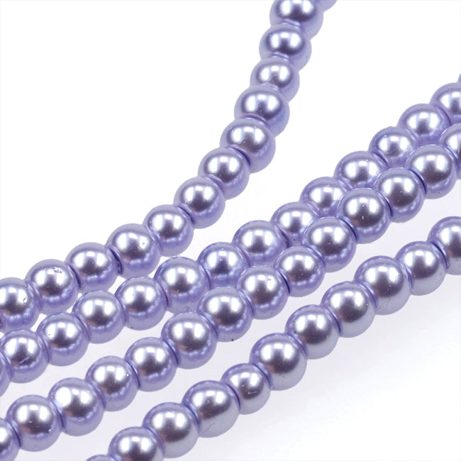 Waxed glass beads, lavender, 4mm