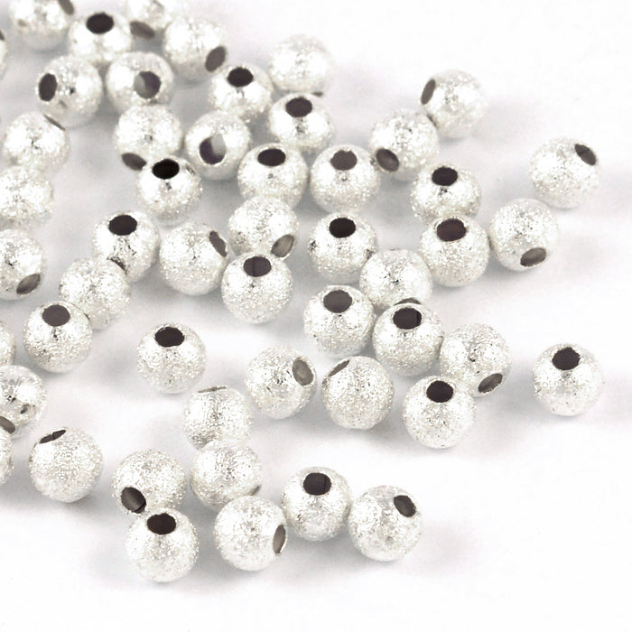 Stardust beads, 4mm, silver