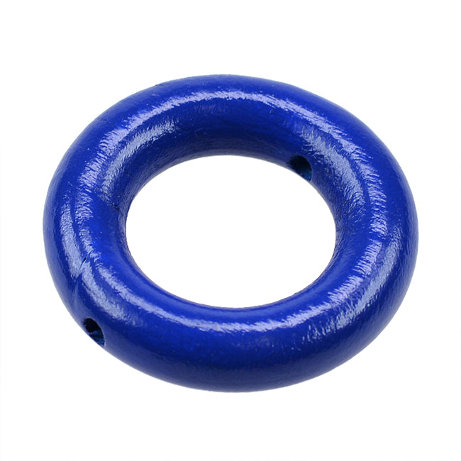 Small wooden ring with hole, dark blue