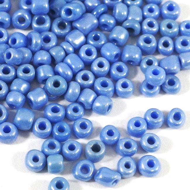 Seed Beads, 4mm, lustered kornblå, 30g