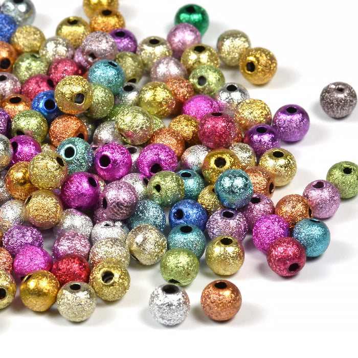 Stardust perler i akryl, fargeblanding, 6mm, 150stk