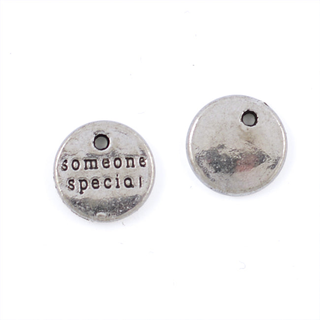 Charm "someone special", antique silver, 10mm, 10pcs