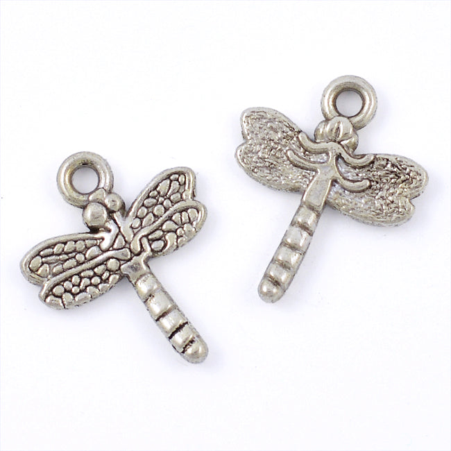 Charm, dragonfly, antique silver, 16x20mm, 10pcs