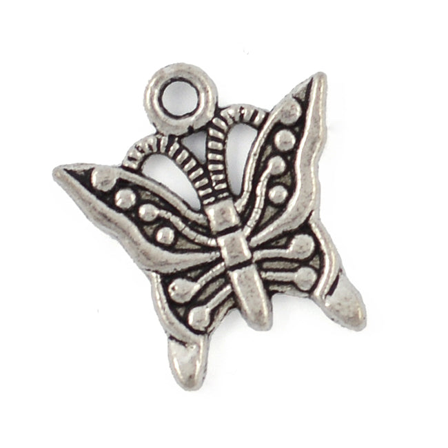 Charm, butterfly, antique silver, 15x17mm, 10pcs