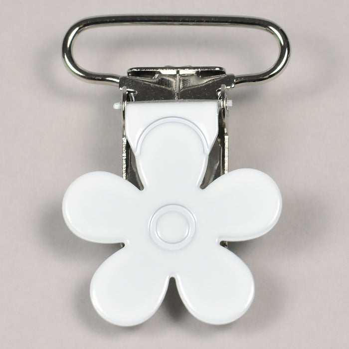 Metal clip, flower, white