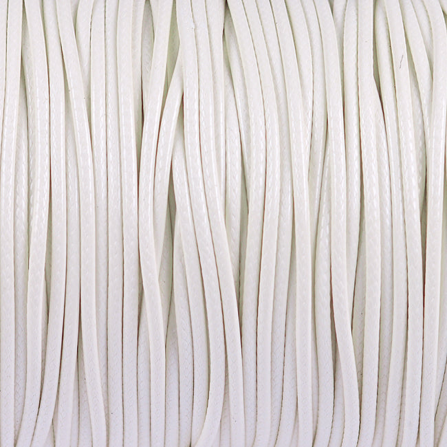 Waxed polyester cord, white, 1.5mm