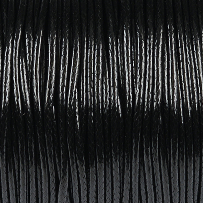 Waxed polyester cord, black, 1.5mm
