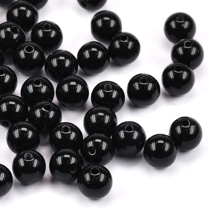 Round acrylic beads, black, 8mm, 150pcs