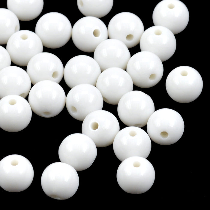 Round acrylic beads, white, 8mm, 150pcs
