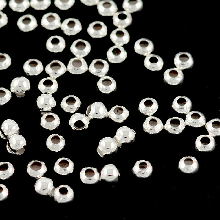 Round metal beads, silver, 3mm, 100pcs