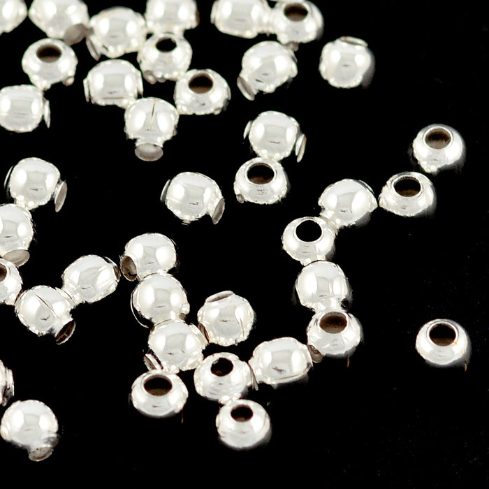 Round metal beads, silver, 4mm, 100pcs