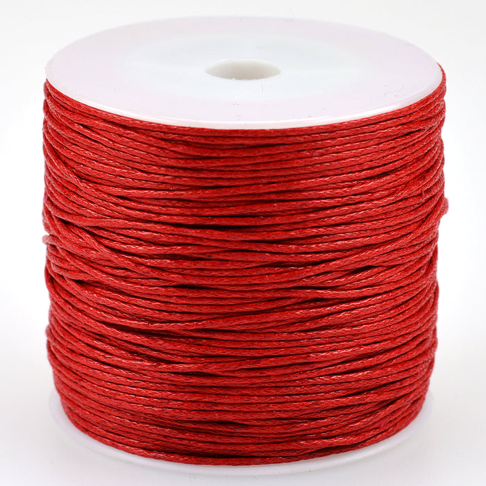 Waxed cotton cord, red, 1mm