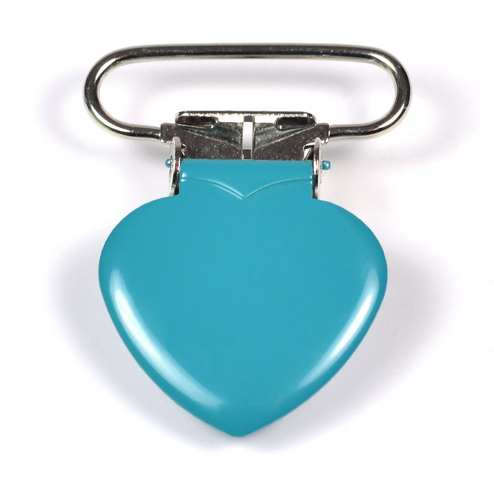 Metal clip, heart, turquoise