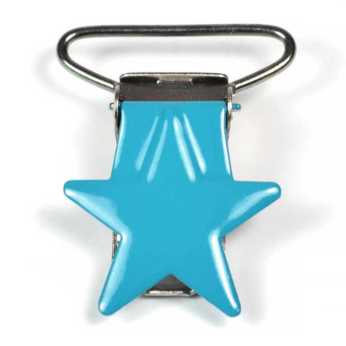 Metal clip, star, turquoise