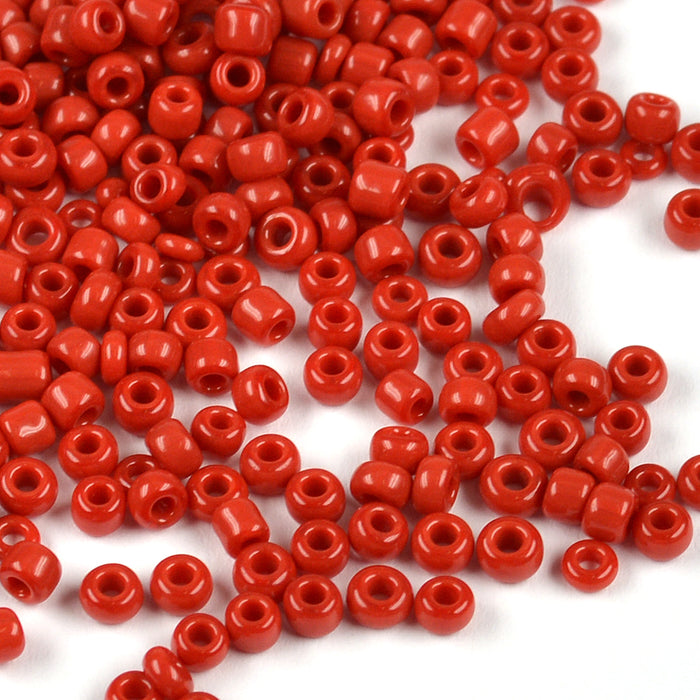 Seed Beads, 3mm, opak karminröd, 30g