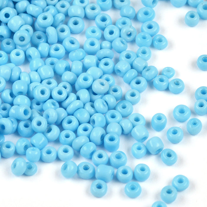 Seed Beads, 3mm, opak ljusblå, 30g