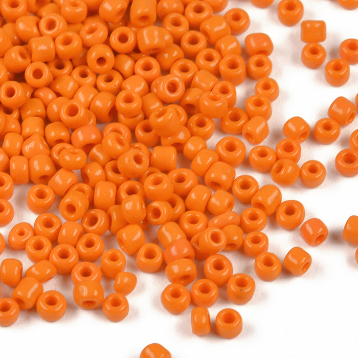 Seed Beads, 3mm, opak orange, 30g