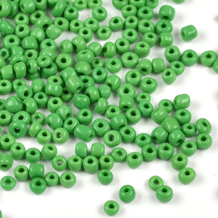 Seed Beads, 3mm, opak grön, 30g