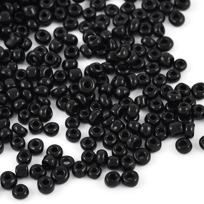 Seed Beads, 3mm, opak svart, 30g