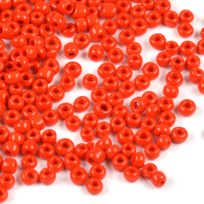Seed Beads, 3mm, opak röd, 30g