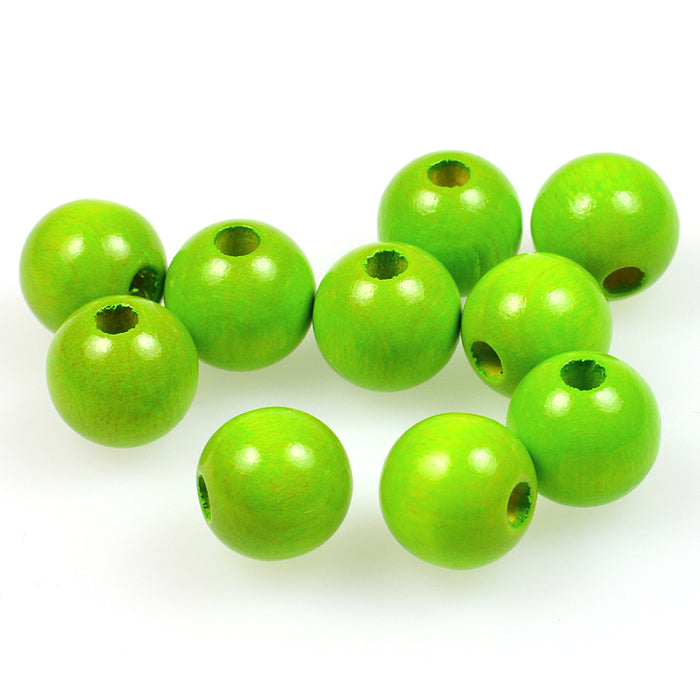 Träpärlor, 12mm, ljusgrön, 35st