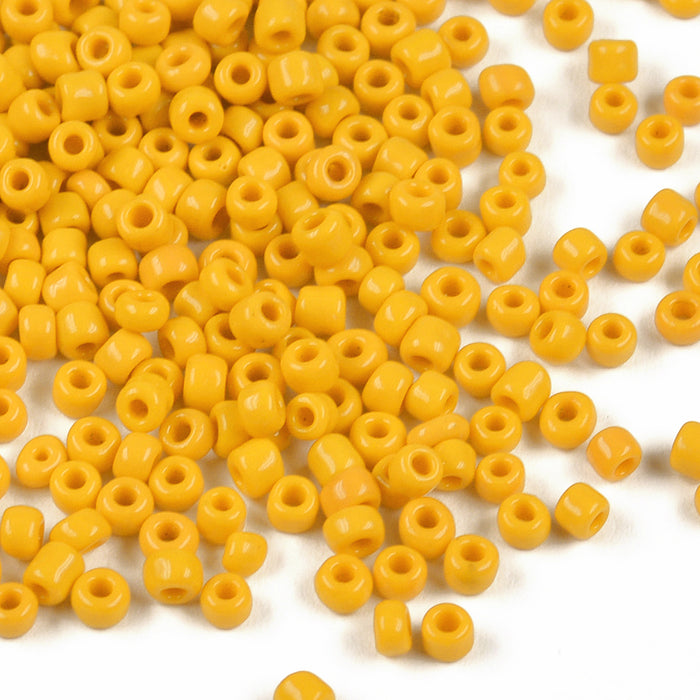 Seed Beads, 3mm, opaque corn yellow, 30g