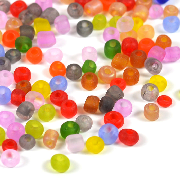 Seed Beads, 4mm, frostad-transparent mix, 30g