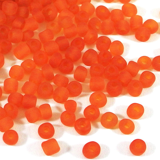 Seed Beads, 4mm, frostad-transparent orange, 30g
