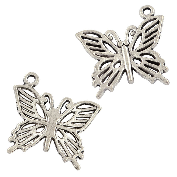 Charm, butterfly, antique silver, 19x16mm, 5pcs