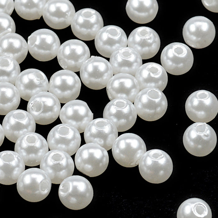 Pearl imitation in acrylic, 8mm, white, 100pcs