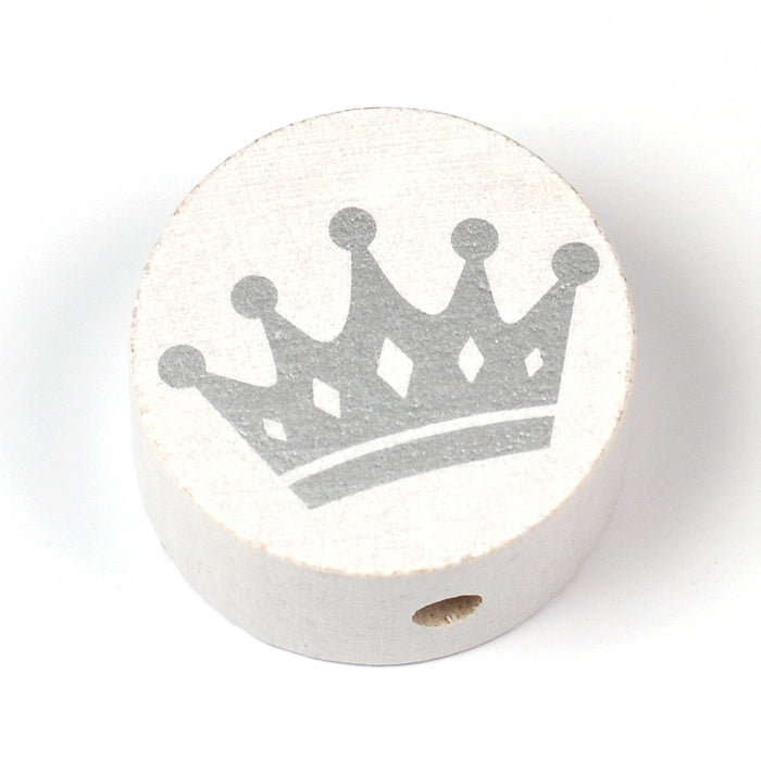 Motif bead in wood, silver crown 