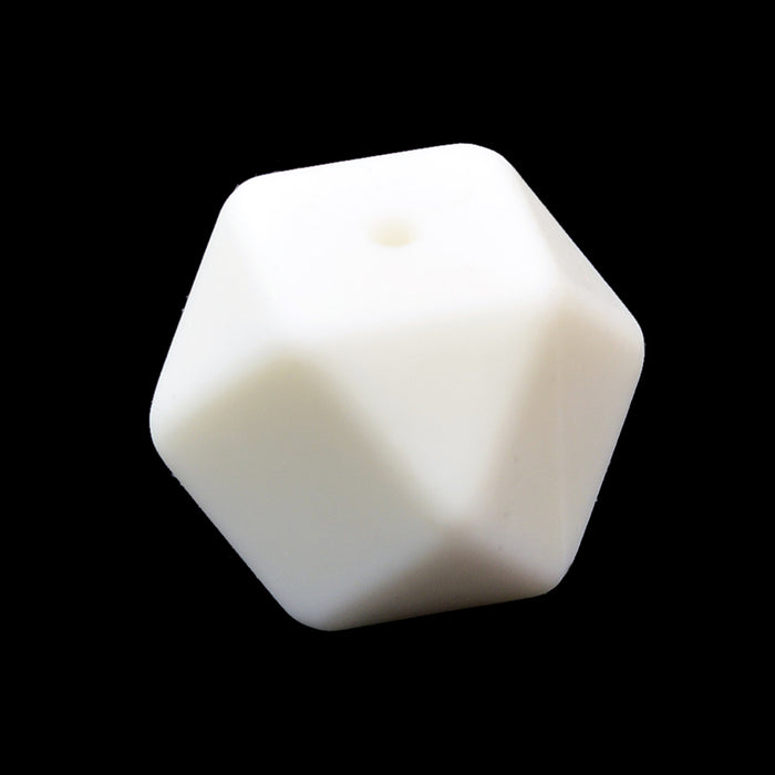 Kantig silikonpärla, vit, 18mm