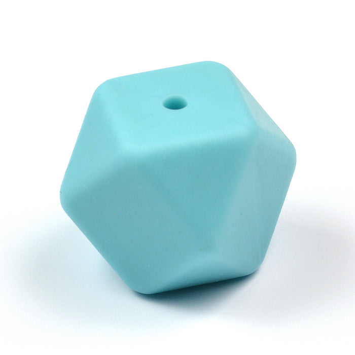 Angular silicone bead, turquoise, 18mm