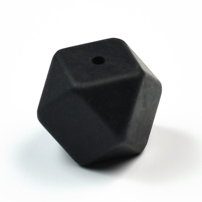 Kantig silikonpärla, svart, 18mm