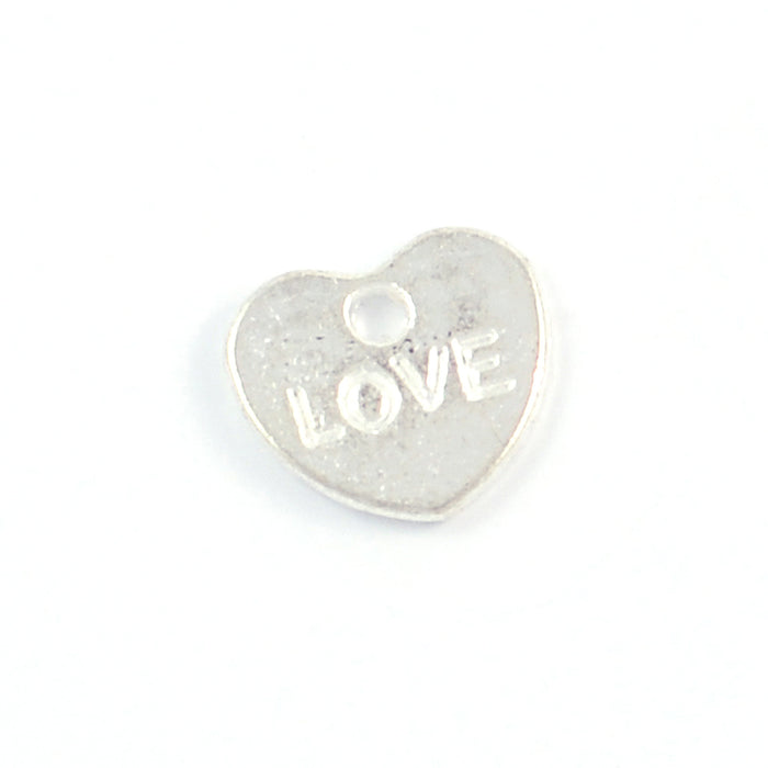 Berlock hjärta "love", silver, 10mm, 10st