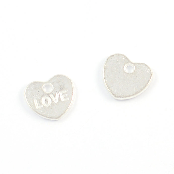 Charm heart "love", silver, 10mm, 10pcs
