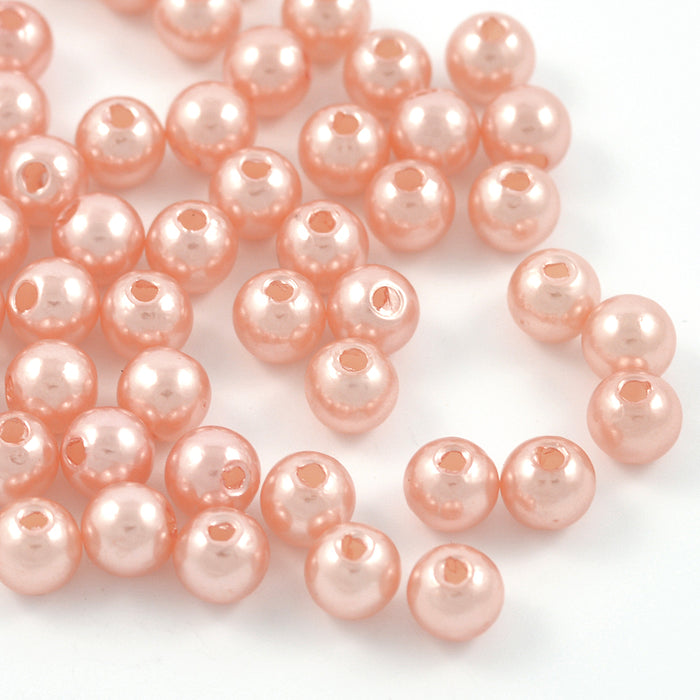 Pearl imitation in acrylic, 6mm, powder pink, 200pcs