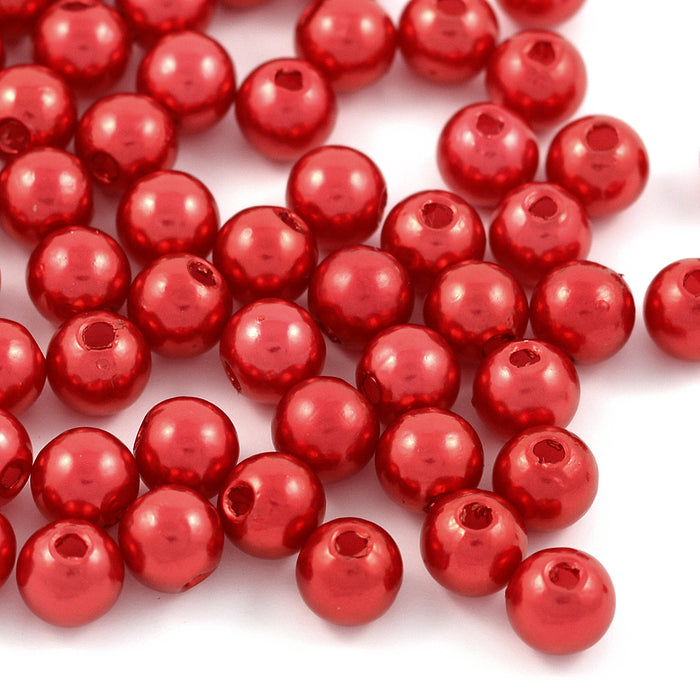 Pearl imitation in acrylic, 6mm, red, 200pcs