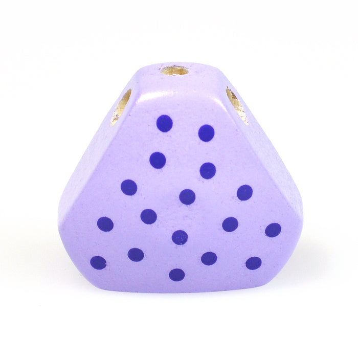 Triangular wooden body, lavender with dots