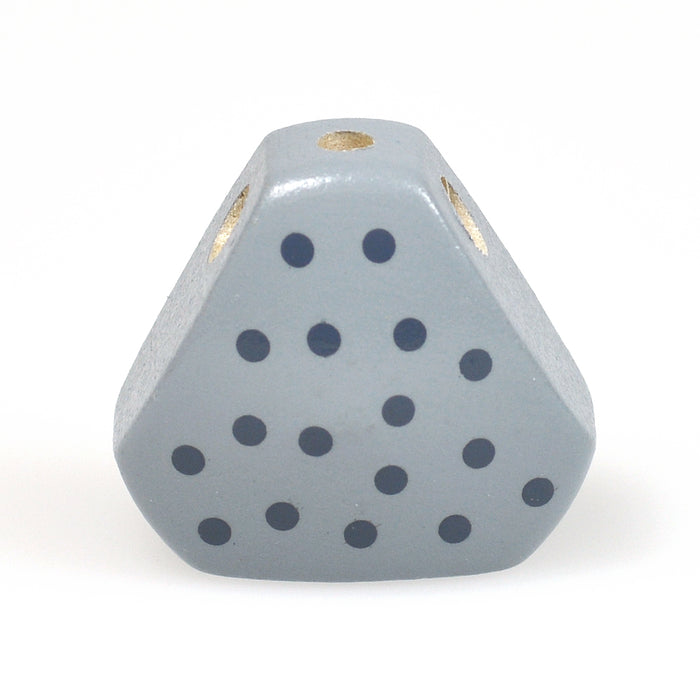 Triangular wooden body, gray with dots