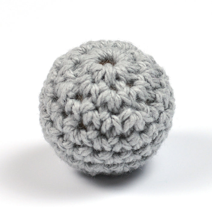 Crocheted bead, grey, 20mm