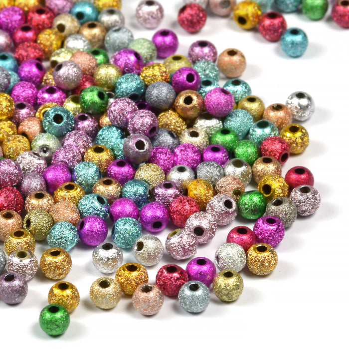 Stardust perler i akryl, fargeblanding, 4mm, 400stk