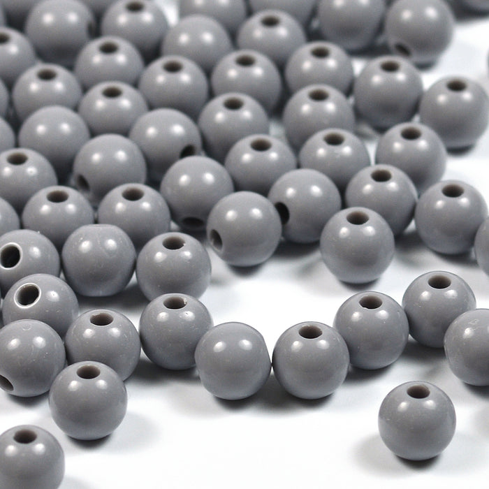 Round acrylic beads, grey, 6mm, 300 pcs
