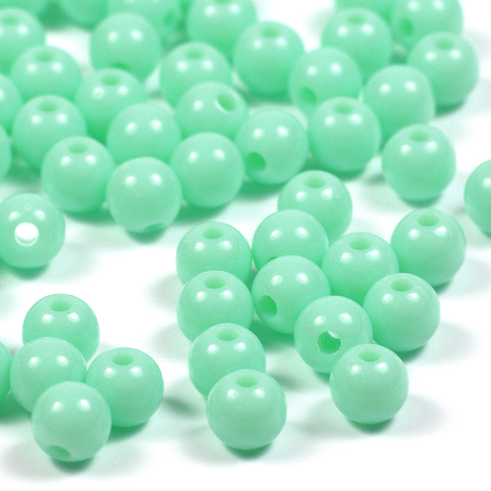 Round acrylic beads, mint, 6mm, 300pcs