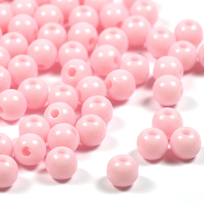 Round acrylic beads, light pink, 6mm, 300pcs