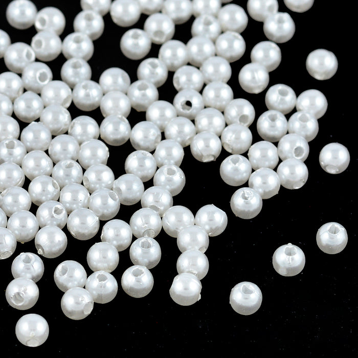 Pearl imitation in acrylic, 4mm, white, 600pcs