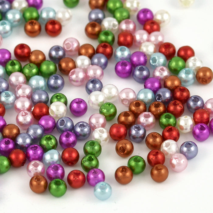 Pearl imitation in acrylic, 4mm, color mix, 600pcs
